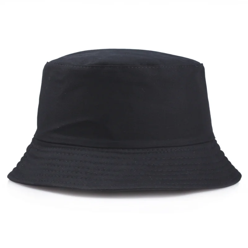 

Solid Color Black Foldable Bucket Hat Beach Sun Hat Street Headwear Fisherman Outdoor White Cap Men and Woman Hat