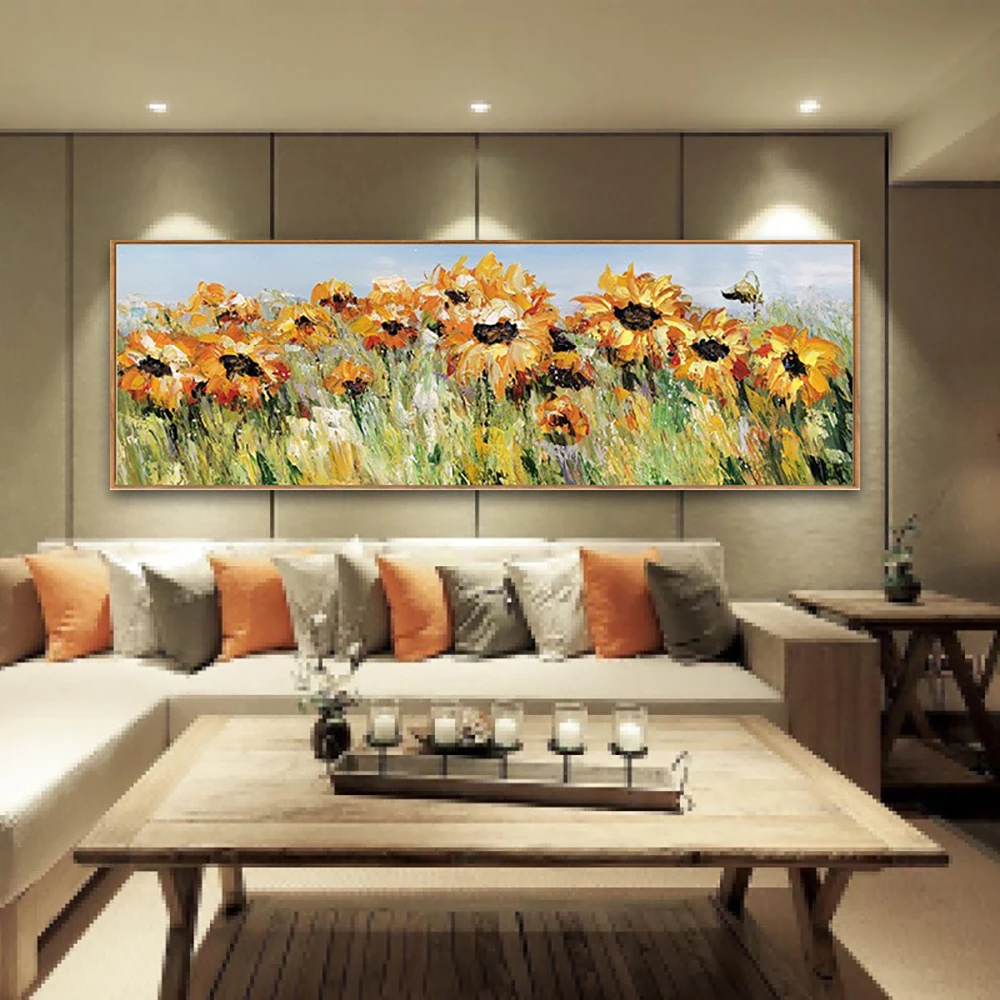 Большая ручная роспись абстрактные 3D поле подсолнечника картина маслом