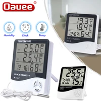 lcd electronic digital temperature humidity meter thermometer hygrometer indoor outdoor weather station clock htc 1 htc 2
