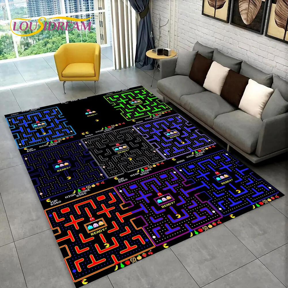 

Pacman Retro Classics Game Gamer Area Rug,Carpet Rug for Home Living Room Children Bedroom Sofa Doormat Decor,Non-slip Floor Mat