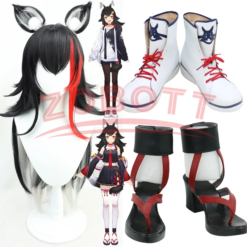 Аниме Hololive Ookami Mio обувь для косплея парик женщин и мужчин сапоги Хэллоуина