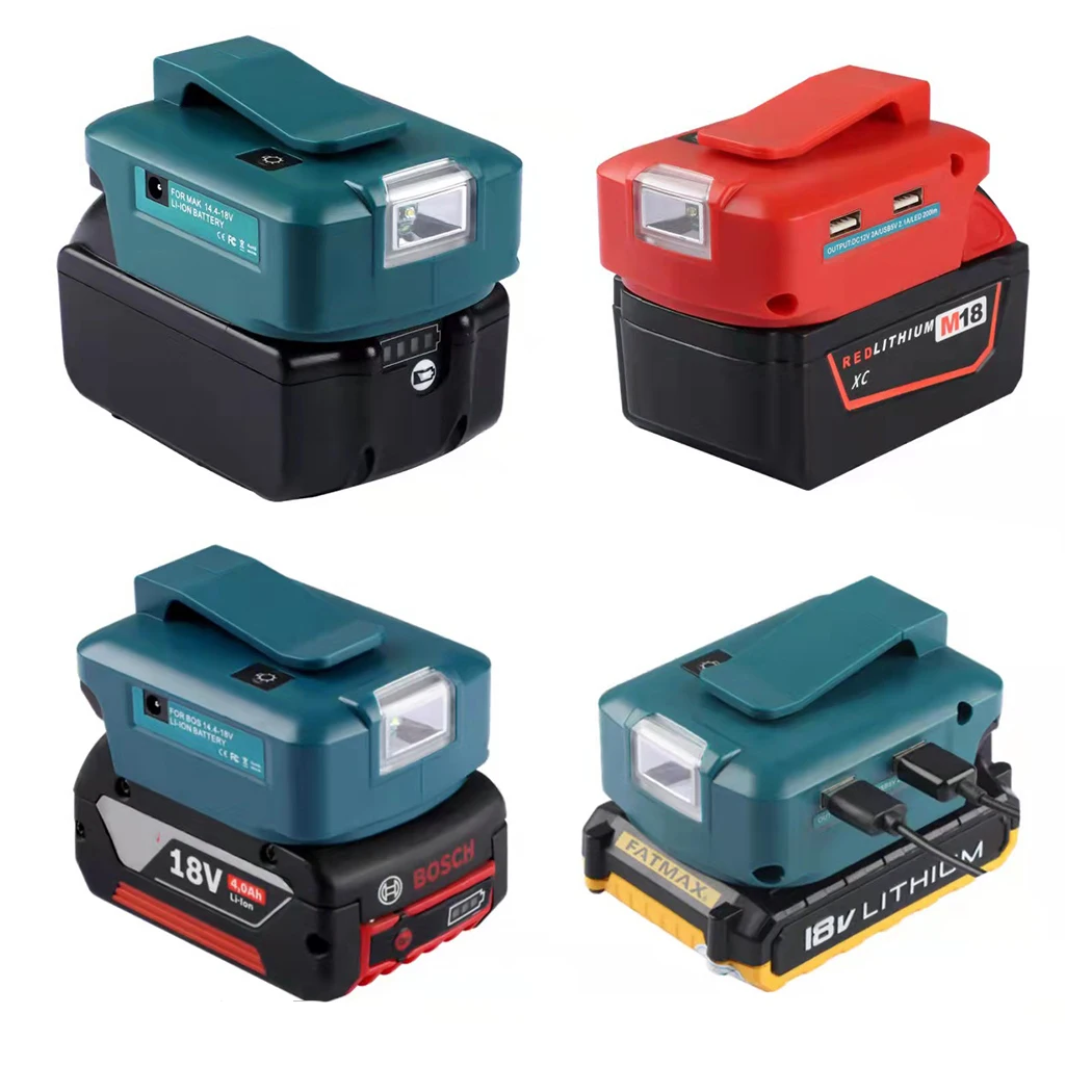 

Двойной адаптер USB для Makita светодиодный светильник кой для Makita, Milwaukee, Bosch, DeWalt, литий-ионный аккумулятор 14,4 В/18 в, электрический инструмент