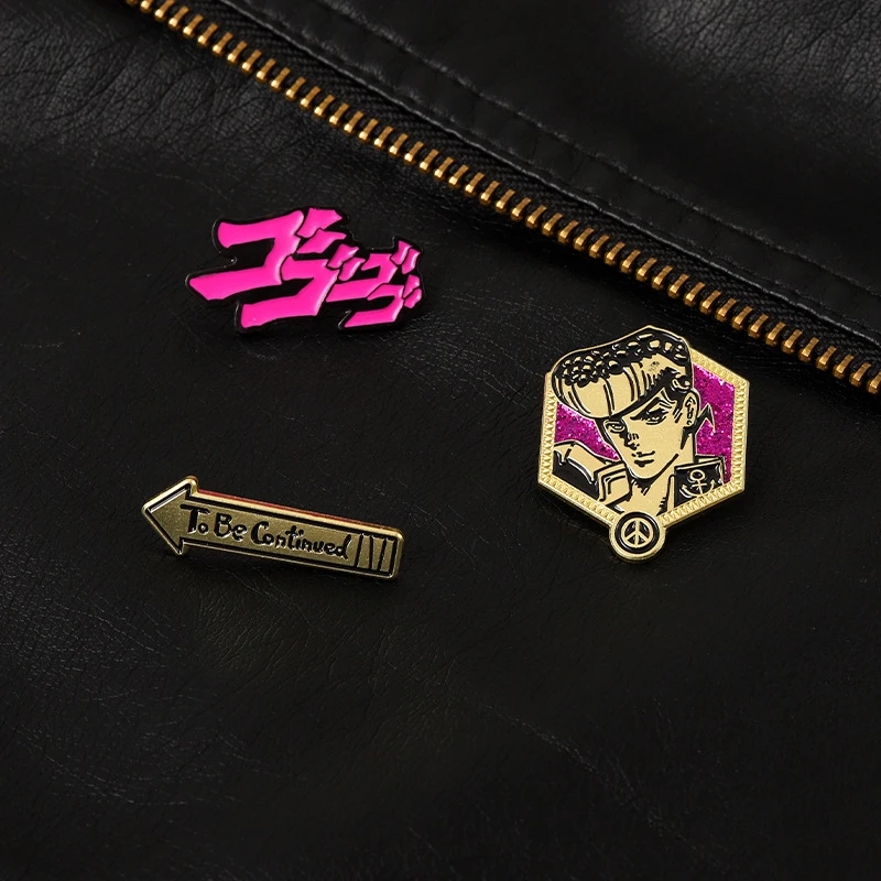 Anime JOJO's Bizarre Adventure Brooches Pins Higashikata Josuke Ending Words To Be Continued Brooches Backpack Badge Jewelry images - 4