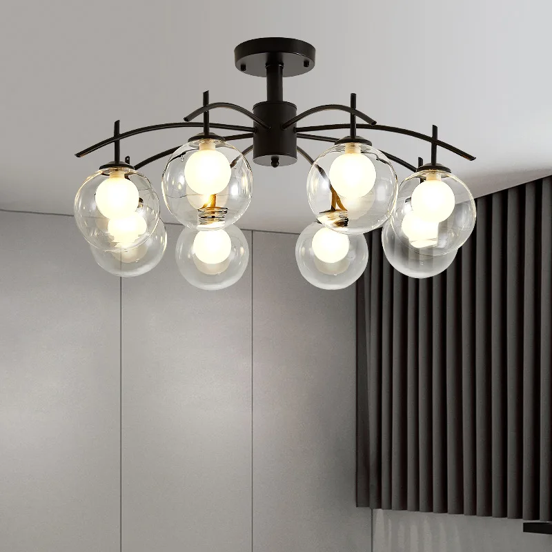 

Led Chandelier Modern Glass Ball Iron Pendant Lights For Living Room Bedroom Study Decor Light Nordic Home Luminaire Suspension