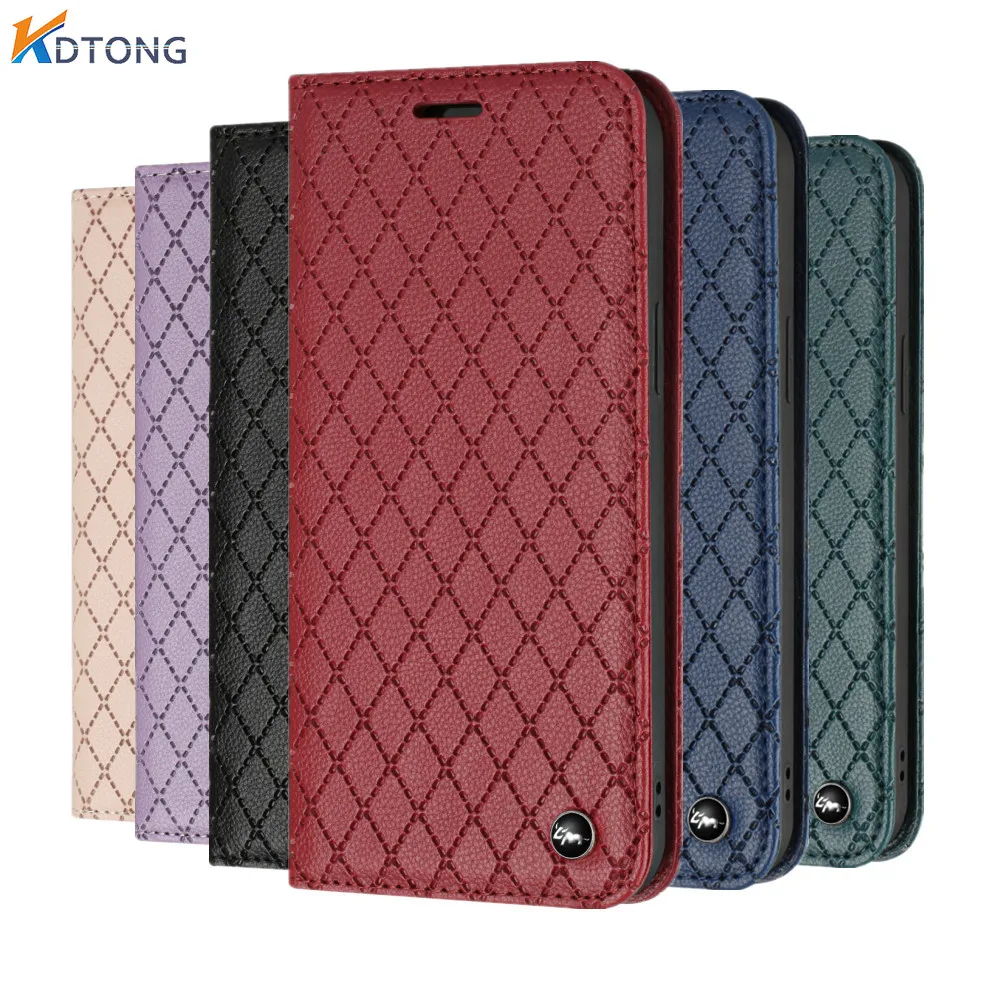 

Xcover 5 6Pro Rhombus Embossed Leather Flip Phone Case for Samsung Galaxy A73 A53 A33 A23 A13 A12 A03S A22 M53 M33 Wallet Cover