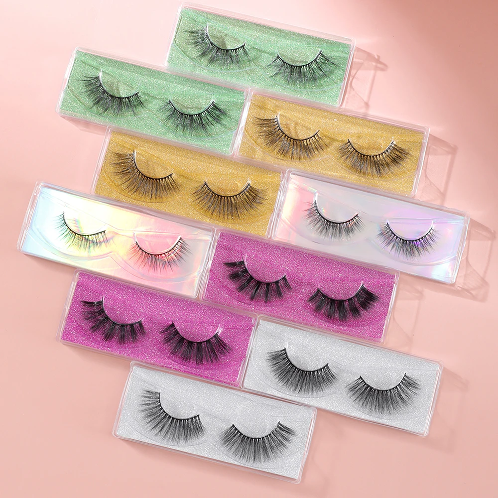 

FJER 1Pair Eyelashes 3D Mink Lashes Fluffy Soft Wispy Natural Cross Eyelash Extension Reusable Lashes False Eyelashes Makeup