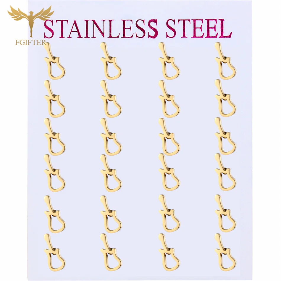 Серьги гитары золотого цвета в стиле хип-хоп для женщин модные ювелирные изделия