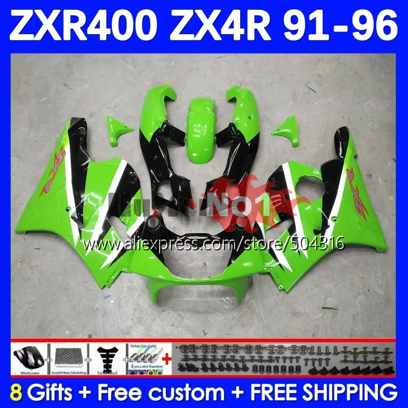 

Body For KAWASAKI NINJA ZXR-400 ZXR 400 ZX4R 113MC.54 ZXR400 91 92 93 94 95 96 1991 1992 1993 1994 1995 1996 Fairing green stock