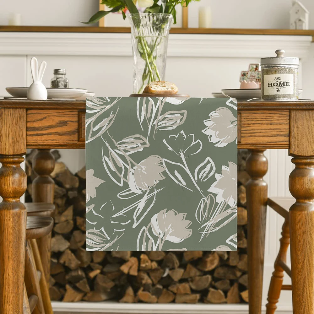 Цветы граффити из магнолии Настольная дорожка украшение для кухни обеденного