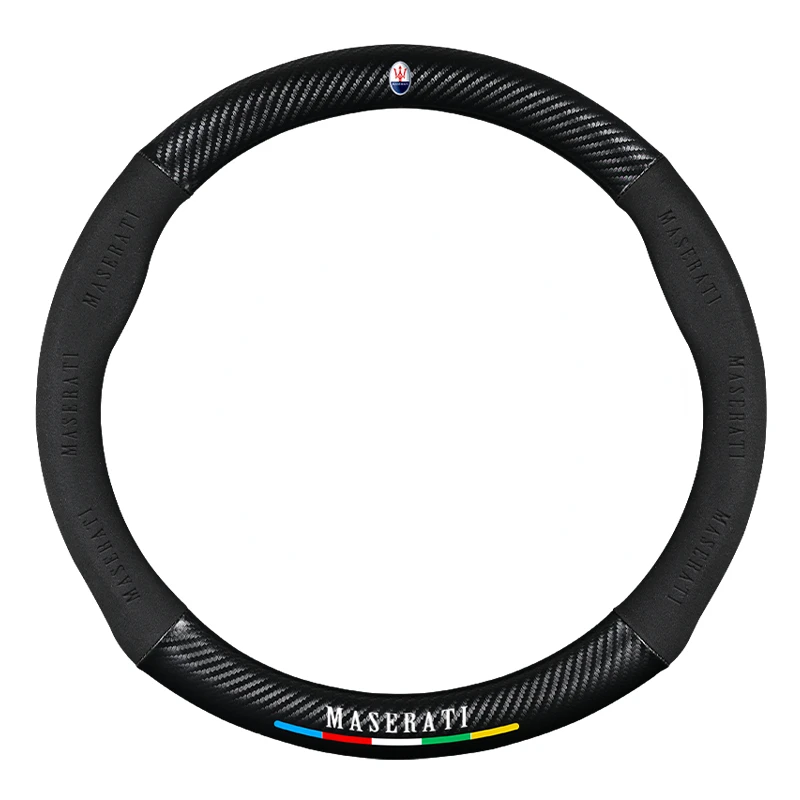 

3D Embossing Carbon Fiber Leather Car Steering Wheel Cover For Maserati Ghibli Granturismo Quattroporte Levante Car Accessories