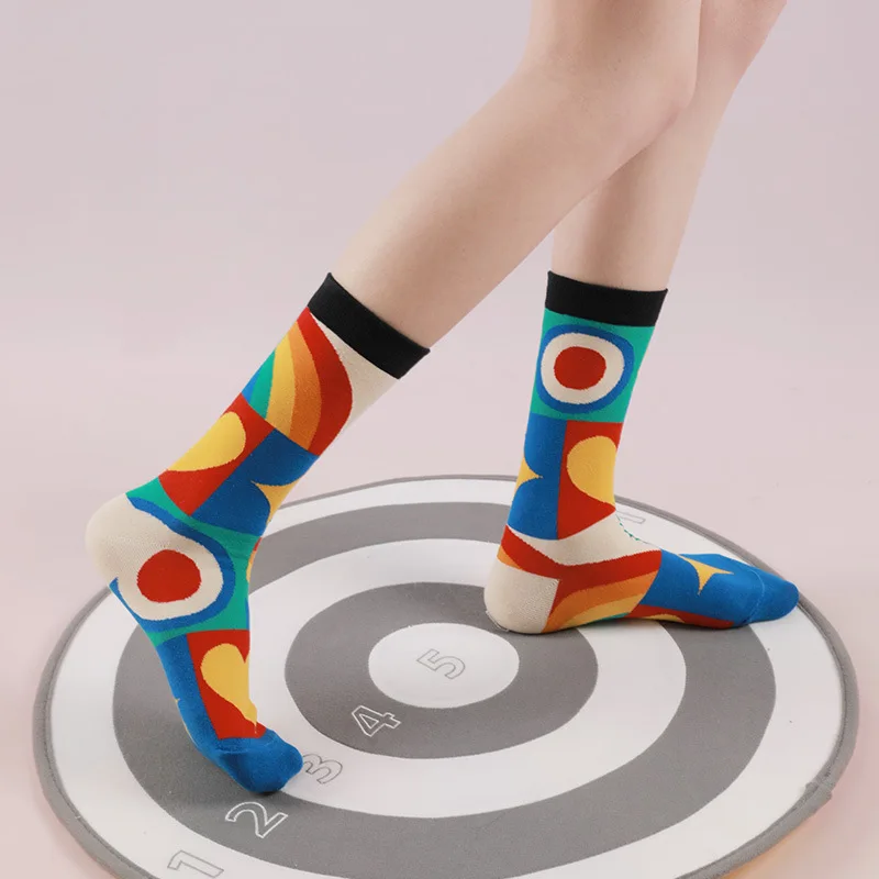 

Happy color splicing socks spring and autumn women's socks designer socks kawaii cute socks Fashion socks printed socks