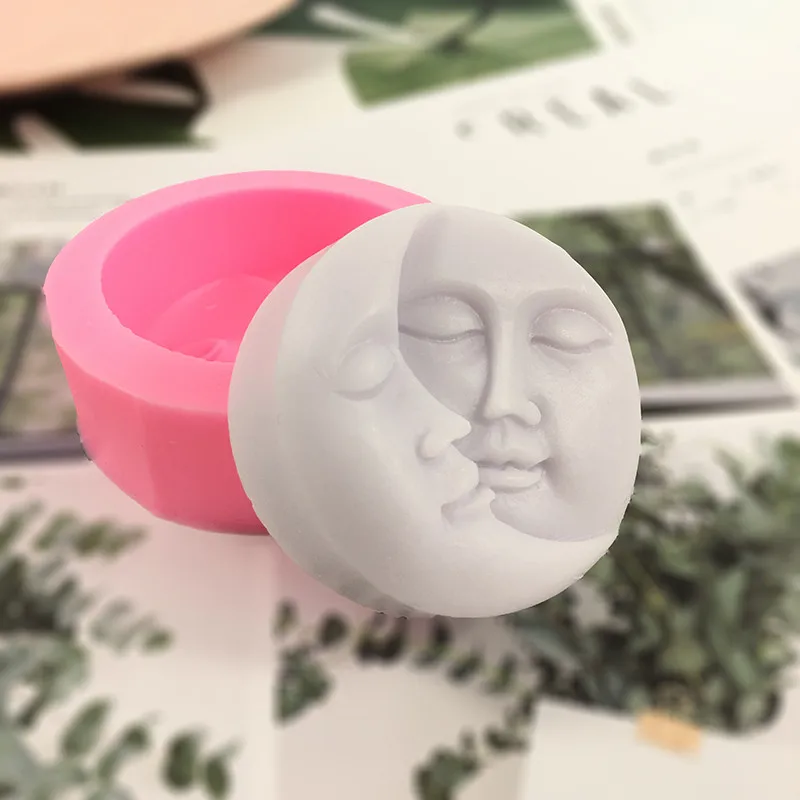 

New Sun Moon Face Shape Silicone Mold Non-Stick Soap Wax Candle Mould Diy Crafts Handmade Food Cake Decor Mousse Chocolate Tool