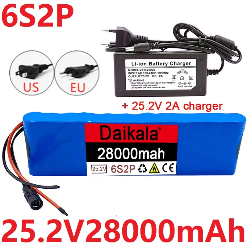 

Air Express Arival Lithium-ion Battery 18650 6S2P 24V 25.2V 28000mAh BMS for Bicycle Kick Scooter Tricycle DIY Battery