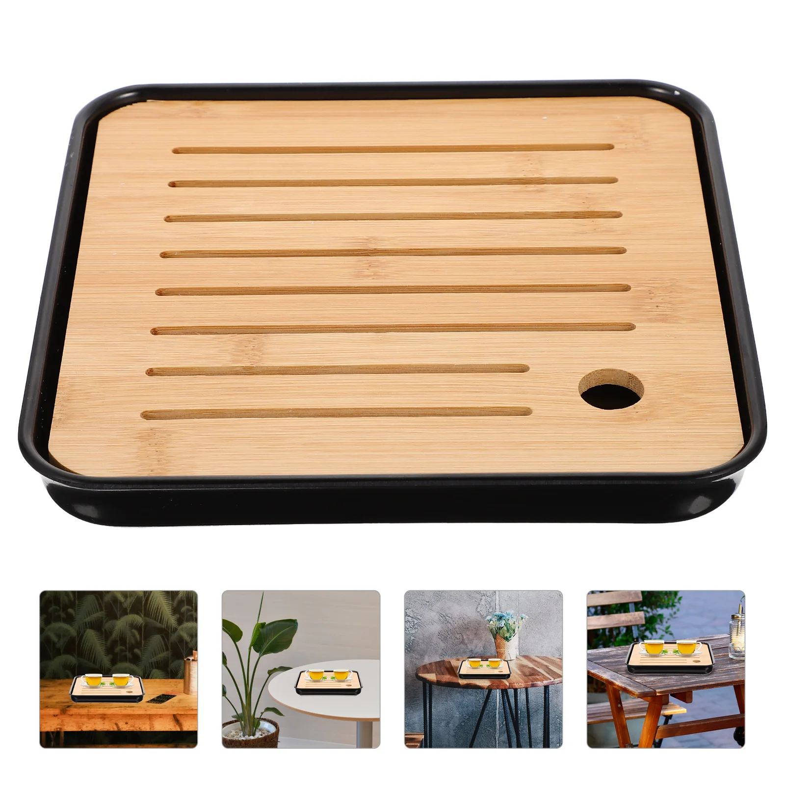 

Tea Tray Table Serving Chinese Gongfu Wooden Kungfu Box Bamboo Set Japanese Reservoir Trays Storage Water Party Fu Kung Platter