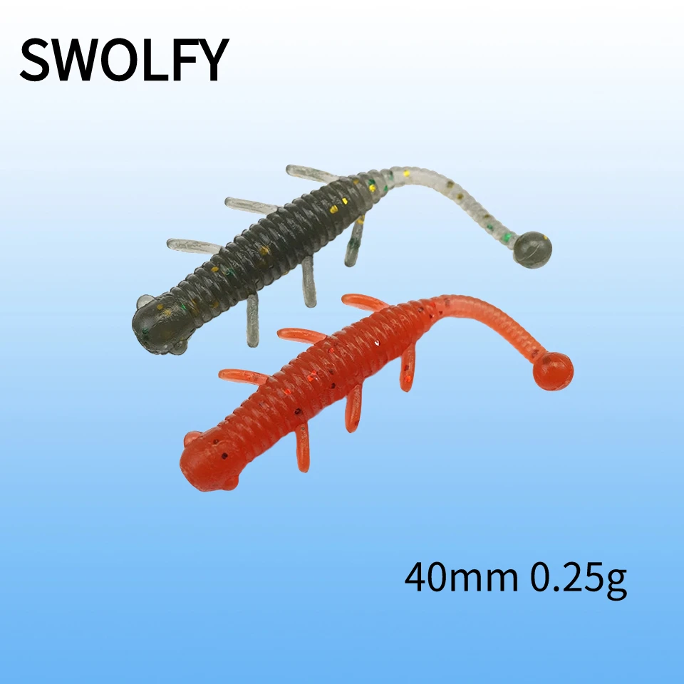 

SWOLFY 50PCS TPE Mini Worm Soft Fishing Lures Jig Wobblers 0.25g/40mm Silicone Artificial Baits Bass Carp Pesca Fishing Tackle