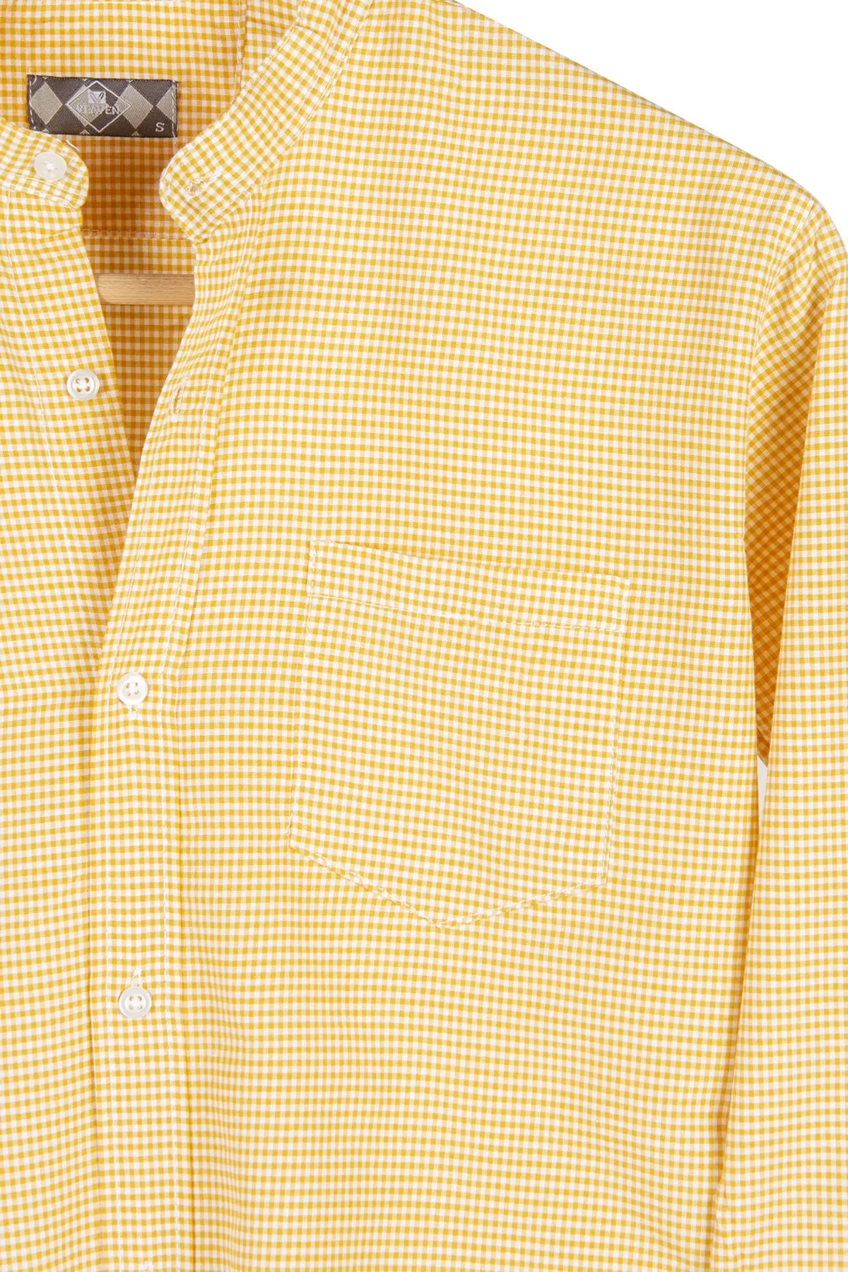 Therapy Men Male Plaid Crew Neck Long Sleeve Shirt 21Y-4300597-1 Yellow