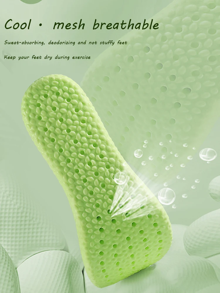 1Pair Soft Breathable Sport Cushioning Inserts Wormwood Deodorant Insoles For Men Women Boost Shoe Pads Mesh Can Cut Size Insole