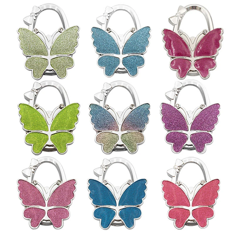 

1PC Portable Folding Butterfly Bag Hook Handbag Purse Holder Organizer Decoration Christmas Gifts Hanger Table Handbag