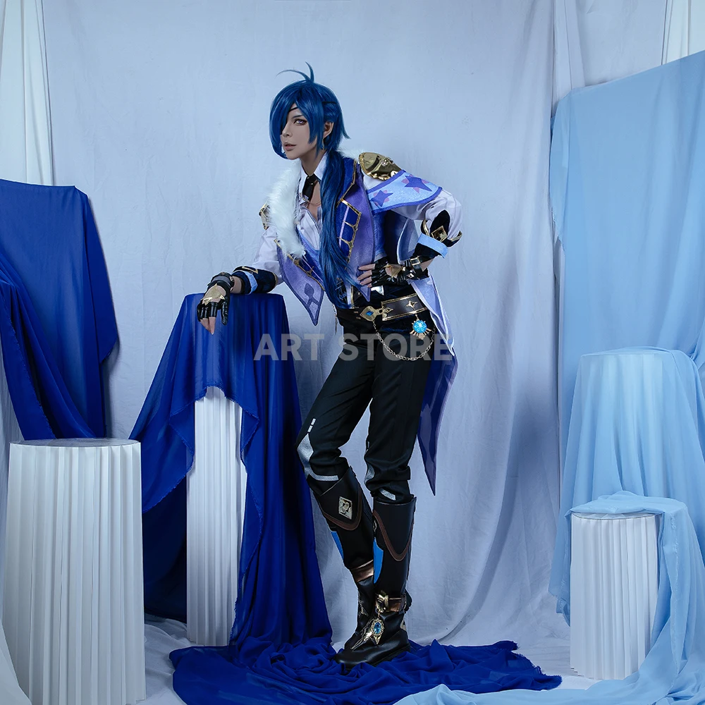 Kaeya косплей игра Genshinimpact Косплей Костюм жаккардовая ткань парик Полный комплект