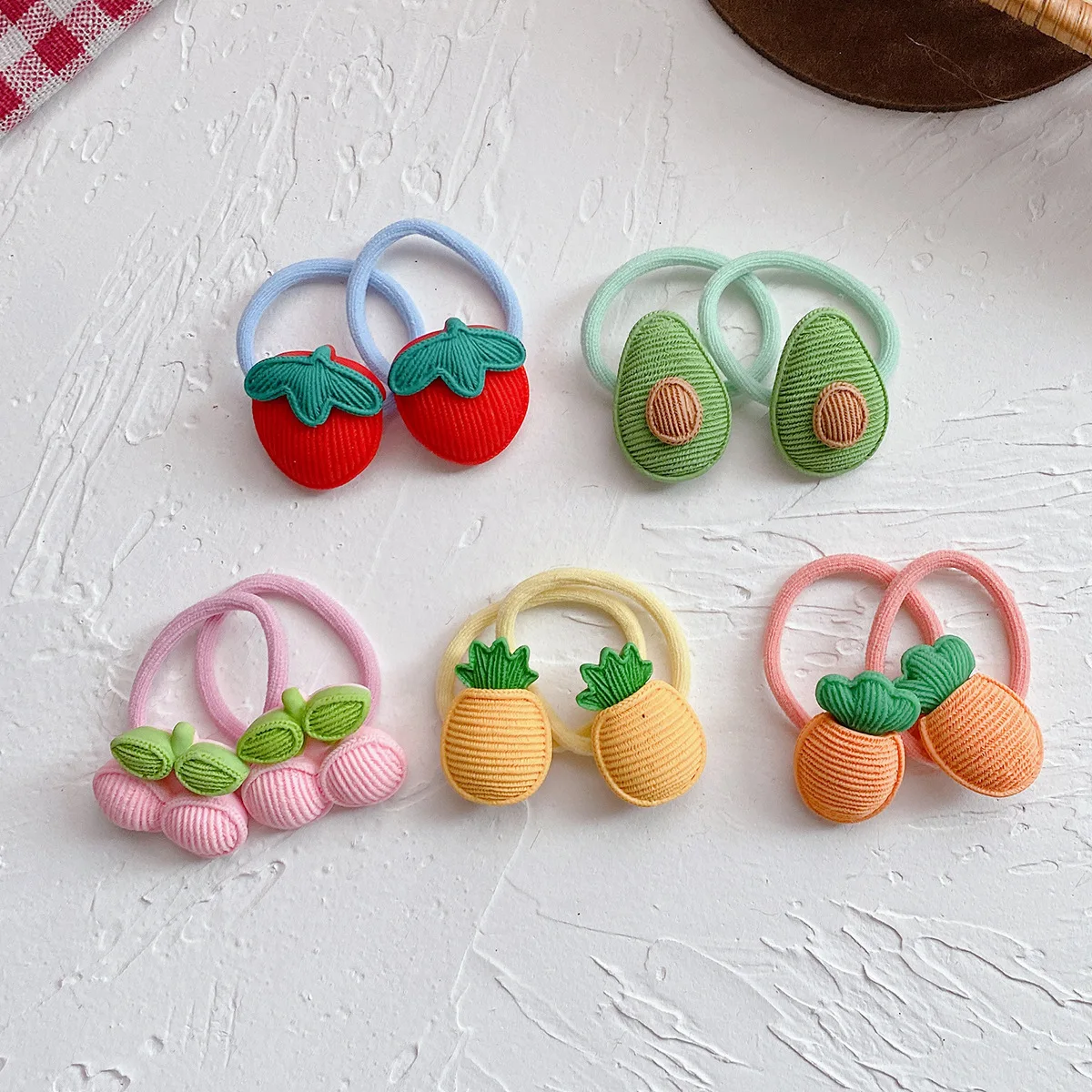 

2pcs Cute Fruit Elastic Hair Rubber Band Frosted Color Hair Ring Accessories for Girls Hair Ring Rope Holder Headdress Ornaments