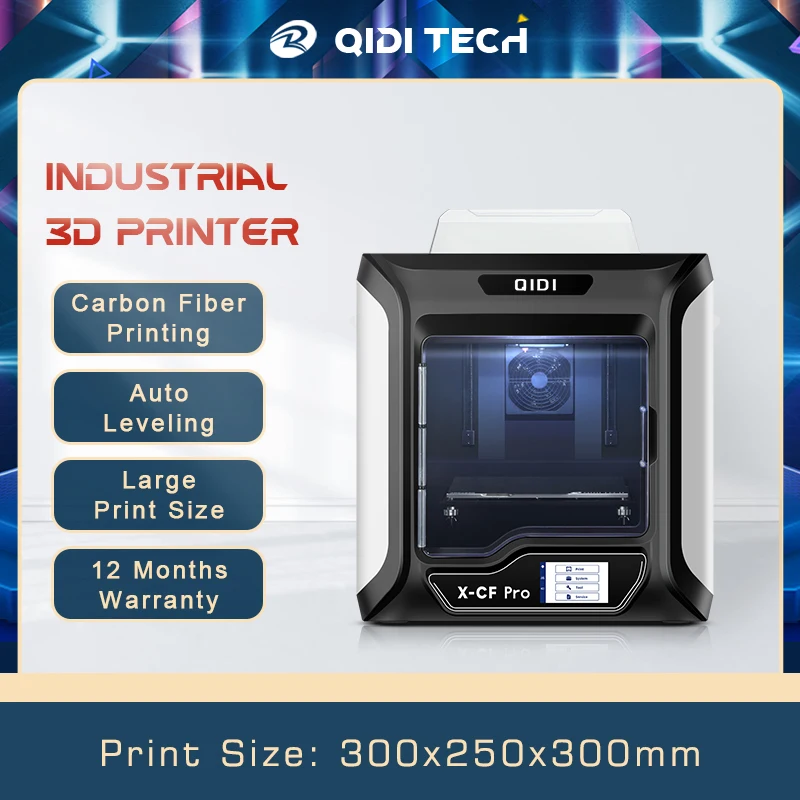 3D-принтер QIDI TECH X-CF Pro, большой размер печати 300*250*300 мм с двойной автовыравниванием по оси Z