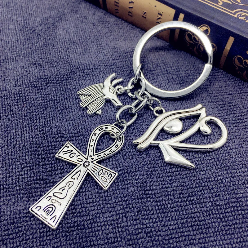 

New Egypt Dharma Eye Keychain Ancient Egyptian Symbol Totem Anubis Keyring Car Bag Key Pendant