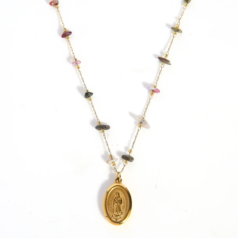 Женское колье с натуральным камнем FANSHIDI из нержавеющей стали |