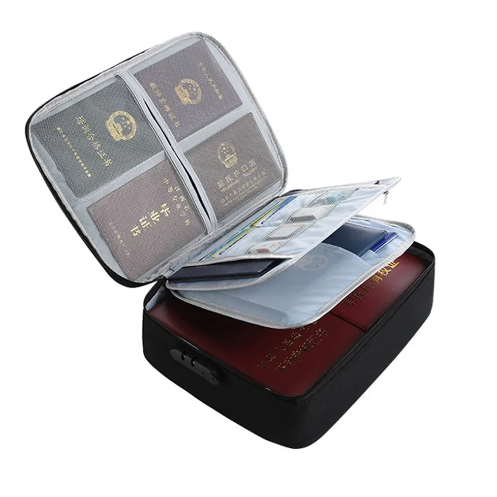 

3-слойная сумка для хранения документов и билетов с замком, органайзер для документов с сертификатом, чехол для паспорта, портфель, водонепр...
