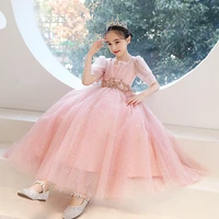tulle ball gown princess dress flower girl long wedding party dress first communion birthday party dresses for 7 12 years