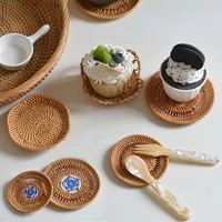 hand woven table placemats exquisite hollow table mat strong and durable mat for dishes variety of optional cup coaster