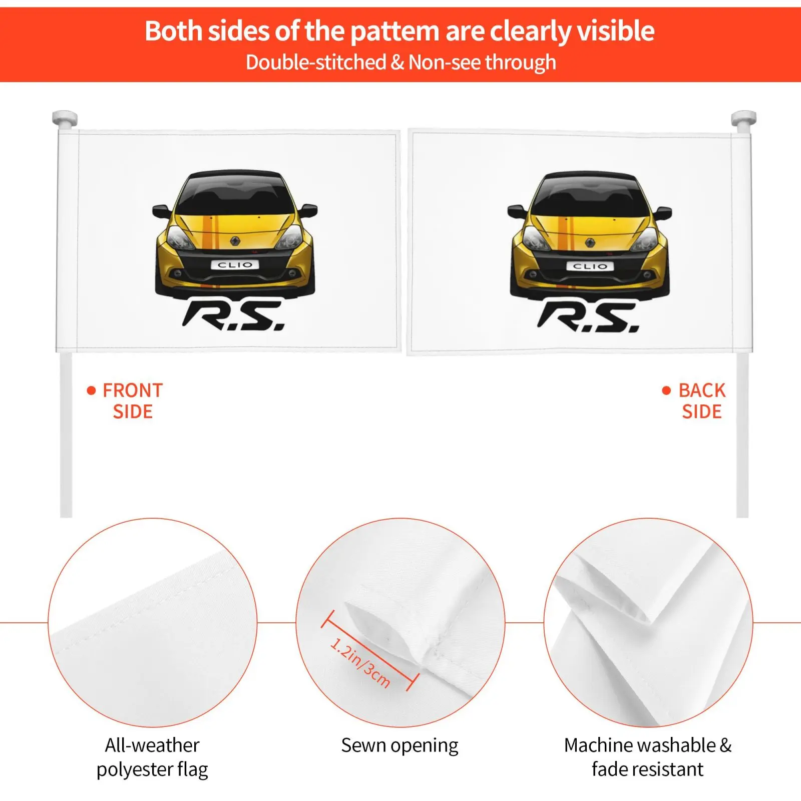 Clio Rs 3 дизайн 2020 Открытый Декор флаг автомобиль Clio3 спортивный 2021