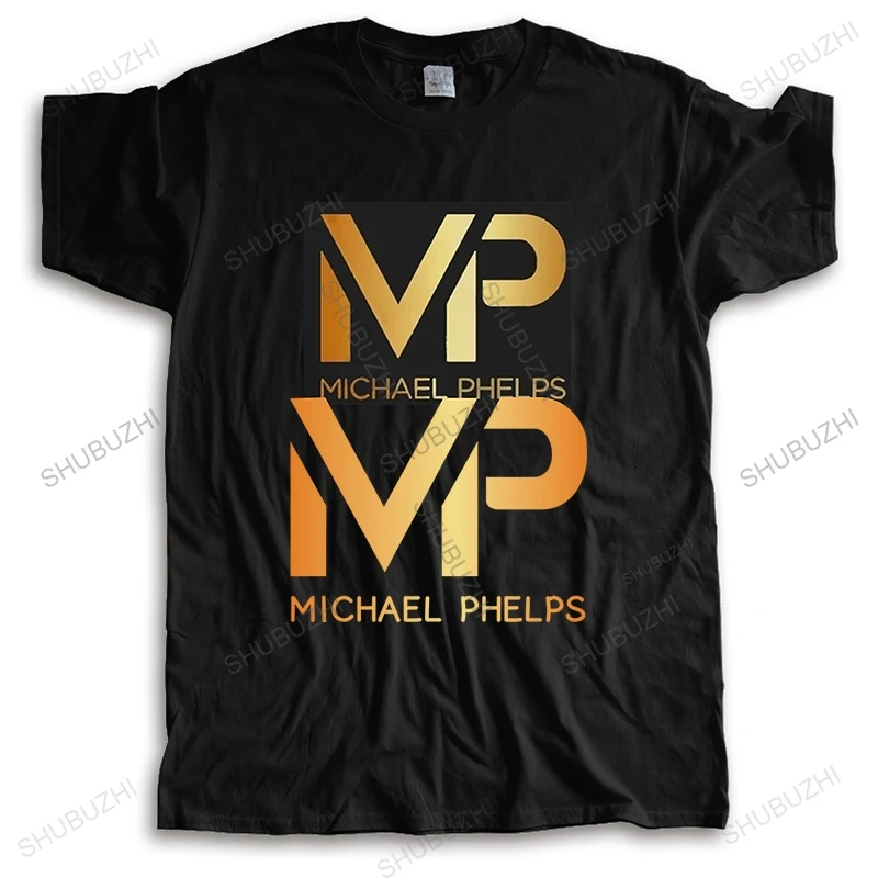 

Горячая Распродажа Мужская Летняя брендовая футболка, хлопковая Футболка Майкла Фелпс с золотым логотипом, забавная футболка с буквенным принтом, Мужская Уличная одежда, футболка
