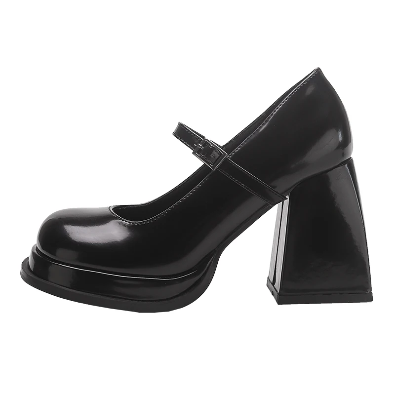 

Женские Туфли Мэри Джейн, классические туфли на высоком квадратном каблуке, черные туфли-лодочки с закрытым носком, в стиле ретро, весна-осе...