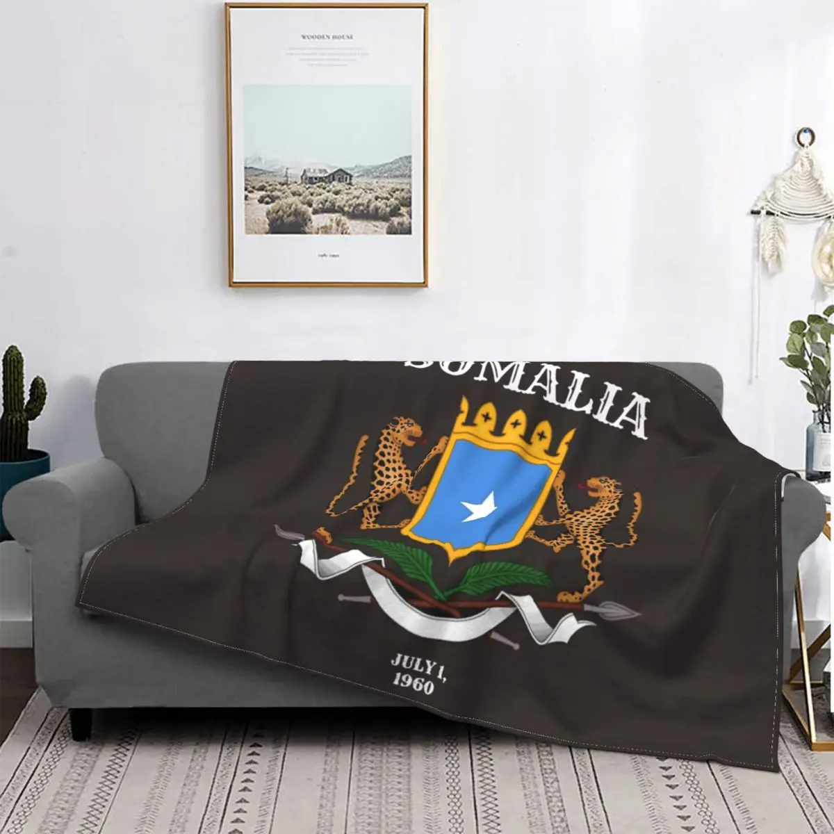 

Somalia Flannel Blanket Somali Flag Custom Throw Blanket for Home Hotel Sofa Bedspread
