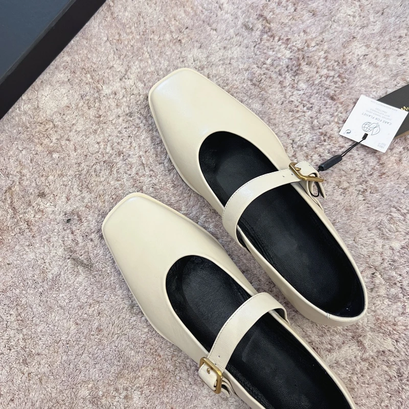 Dave&Di 2023 Spring New Fashion French Shoes Women Vintage Round Toe Garden Flats Genuine Leather Comfortable Mary Janes