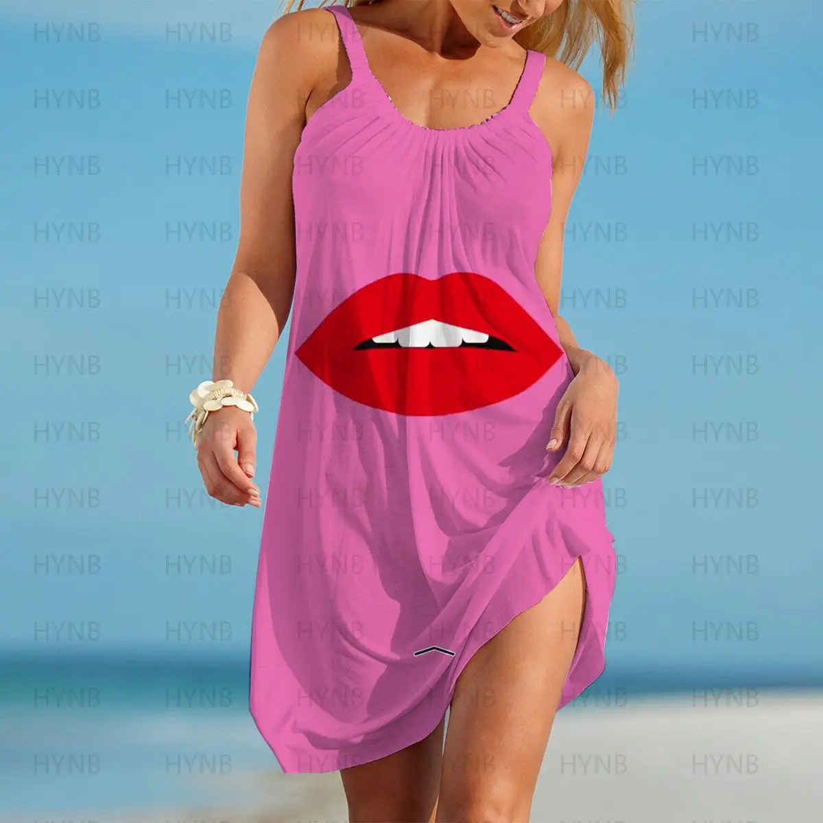 Boho Dress Sleeveless Women's Summer Sundresses Lipstick Party Dresses Sling Y2k Kiss Me Sexy XOXO Chic Elegant Woman Loose 2022 images - 6