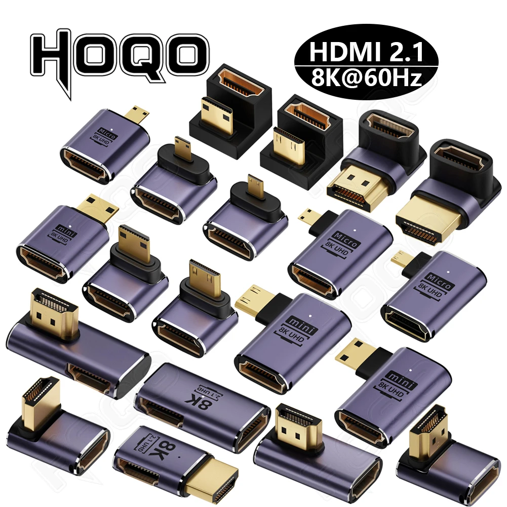 Adapter 8k 4k@120hz 270 Degree Hdmi Angled Adapter 360 180 Degree Mni Hdmi To Hdmi U Shape L Type Converter