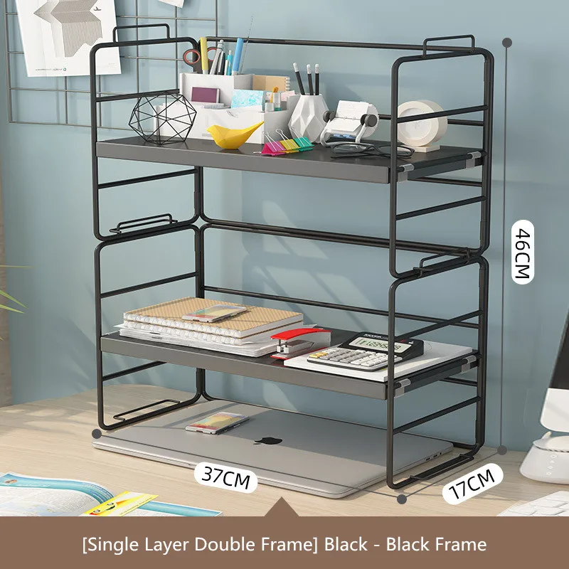 

2022 Simple Bookshelf Shelf Office Desktop Storage Shelf Multi-Layer Iron Dining Table Desk Finishing Small Shelf Home Organizer