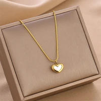 korean heart shell pendant necklace for women choker clavicle chain pearl rhinestone wedding party jewelry fashion girl gifts