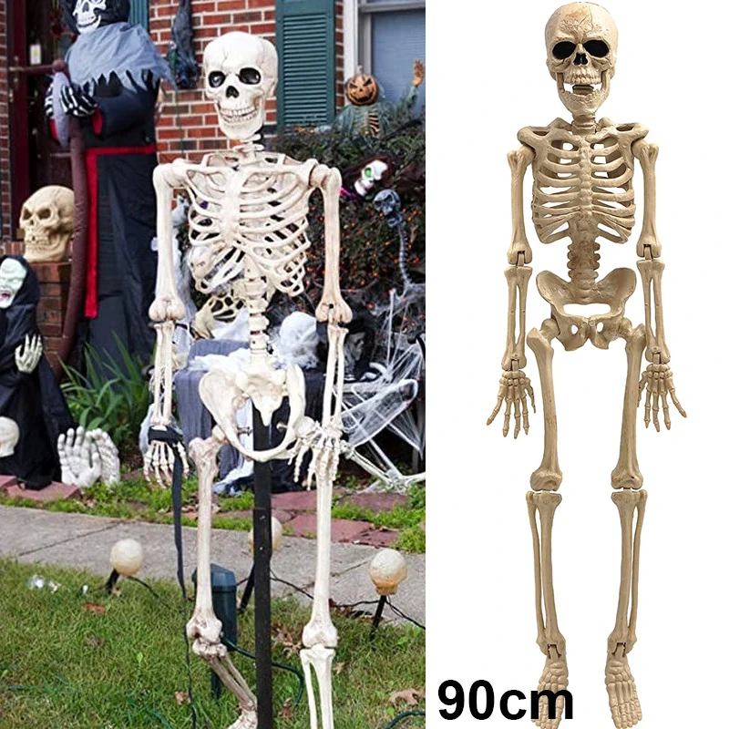 

90cm Durable Simulation Humans Skeleton Ornament Halloween Party Secret Room Haunted Horror House Props Home Decoration