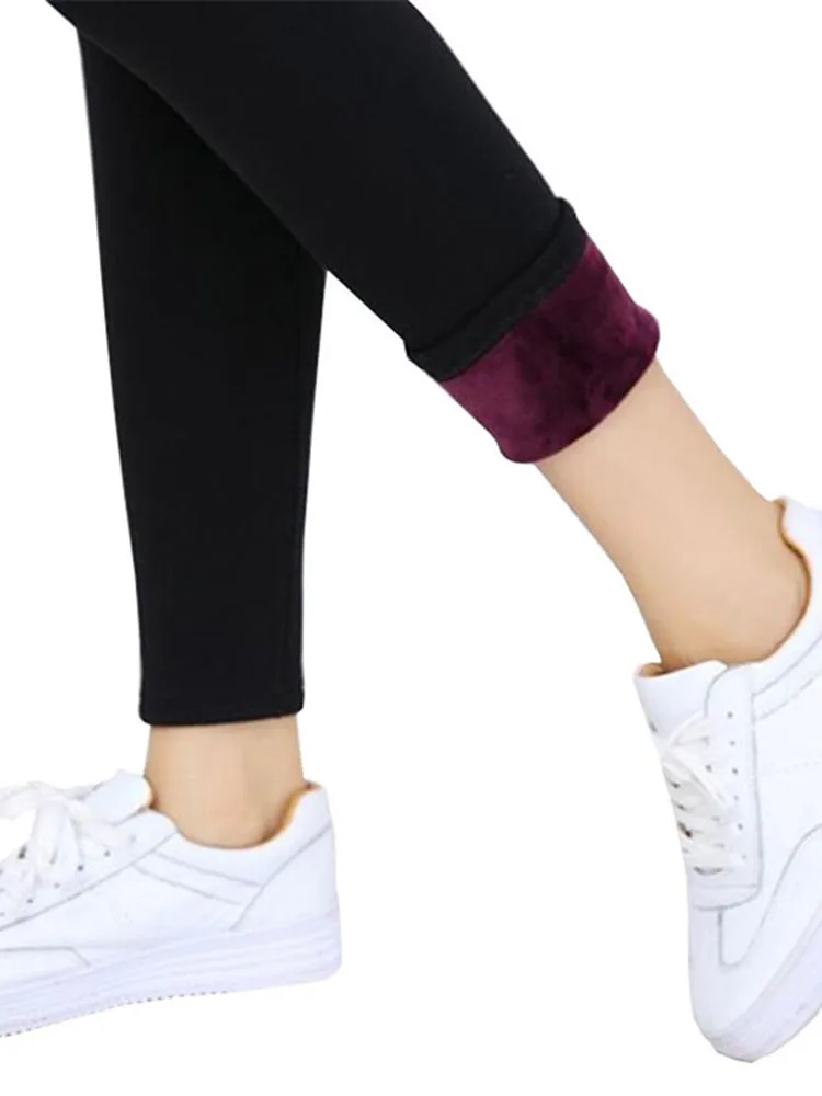 CUHAKCI Thick Velvet Pants Warm Leggings Hot New Fashion Women Winter Trousers High Elasticity Good Quality Casual Black Leggins | Женская