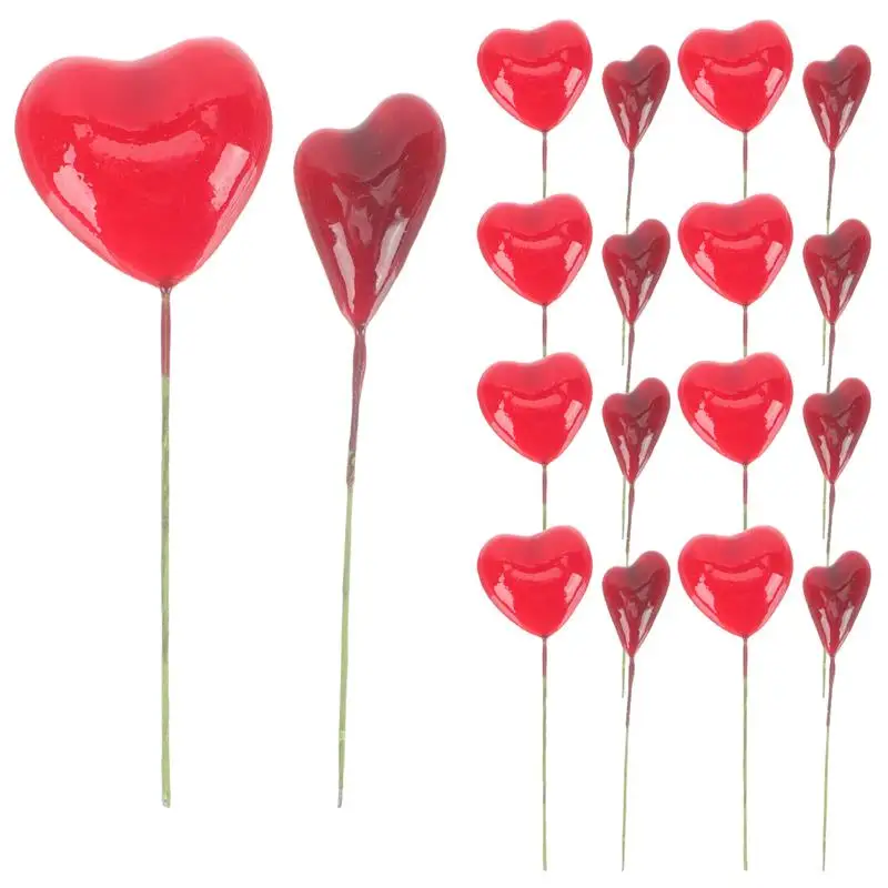 

40pcs Red Foams Heart Shape Cake Inserts Cake Picks Cake Decor For Valentine'S Day Red Love Flag Heart-Shaped Plug-In Decoration