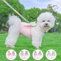 dog dress harness vest with leash no pull cat small medium girl pet floral harness leash set for outdoor walking supplies
