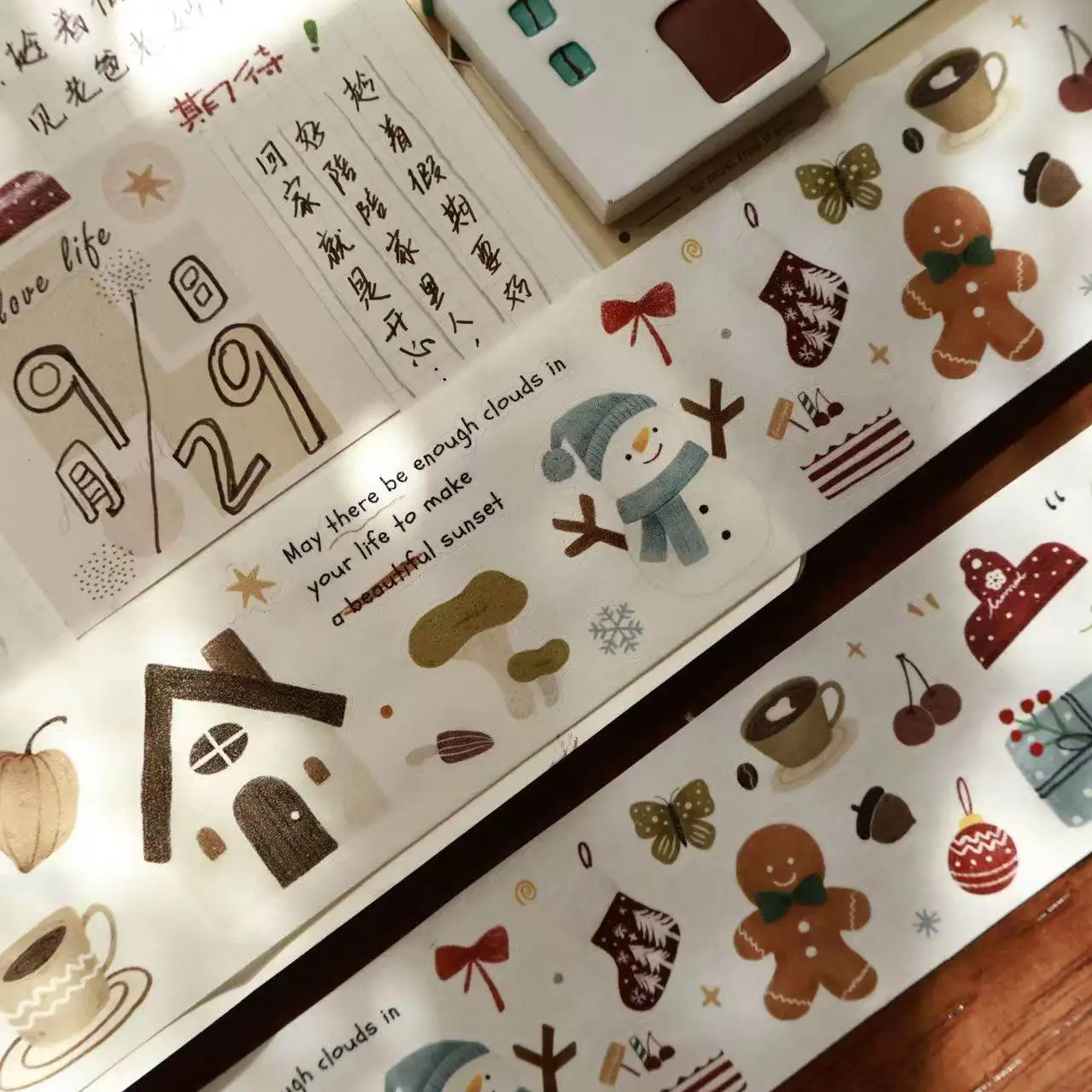 Фото Иер (или Иер) Но. Новая ретро-лента PET Washi Tape «Соленый свет» (2 слоя, фаза 5) [Время теплого каштанового цвета] с предварительно вырезанными элементами №1