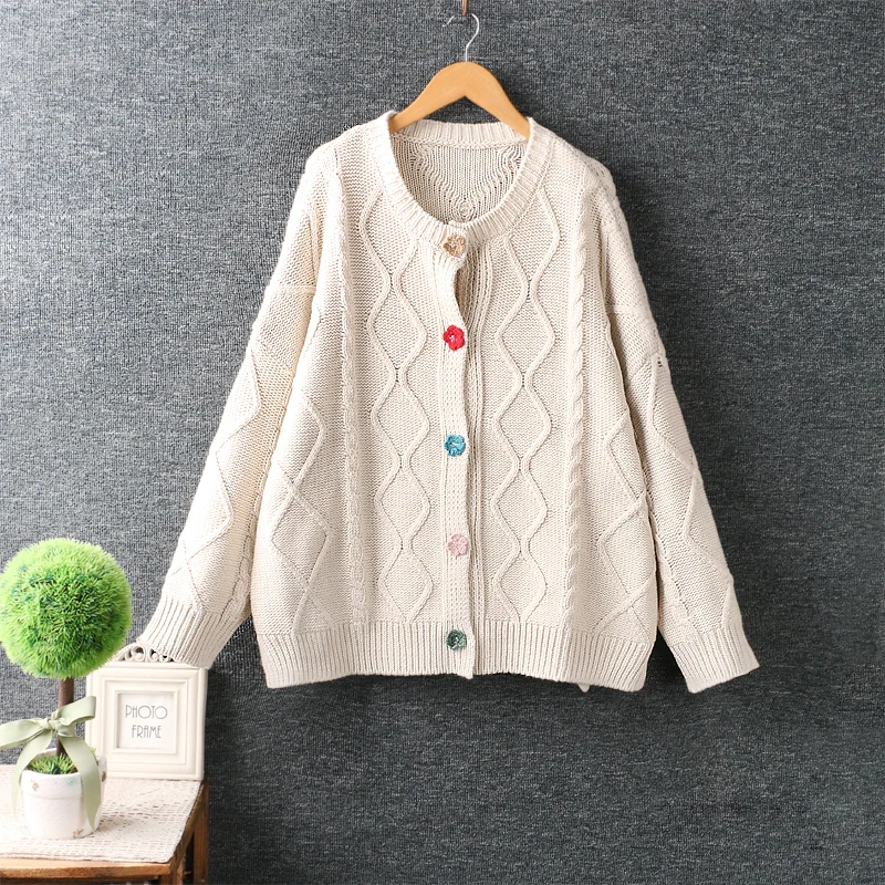 

Autumn New Sweet Long Sleeve Sweater Women Single Breasted Knitted Sweaters ML0903
