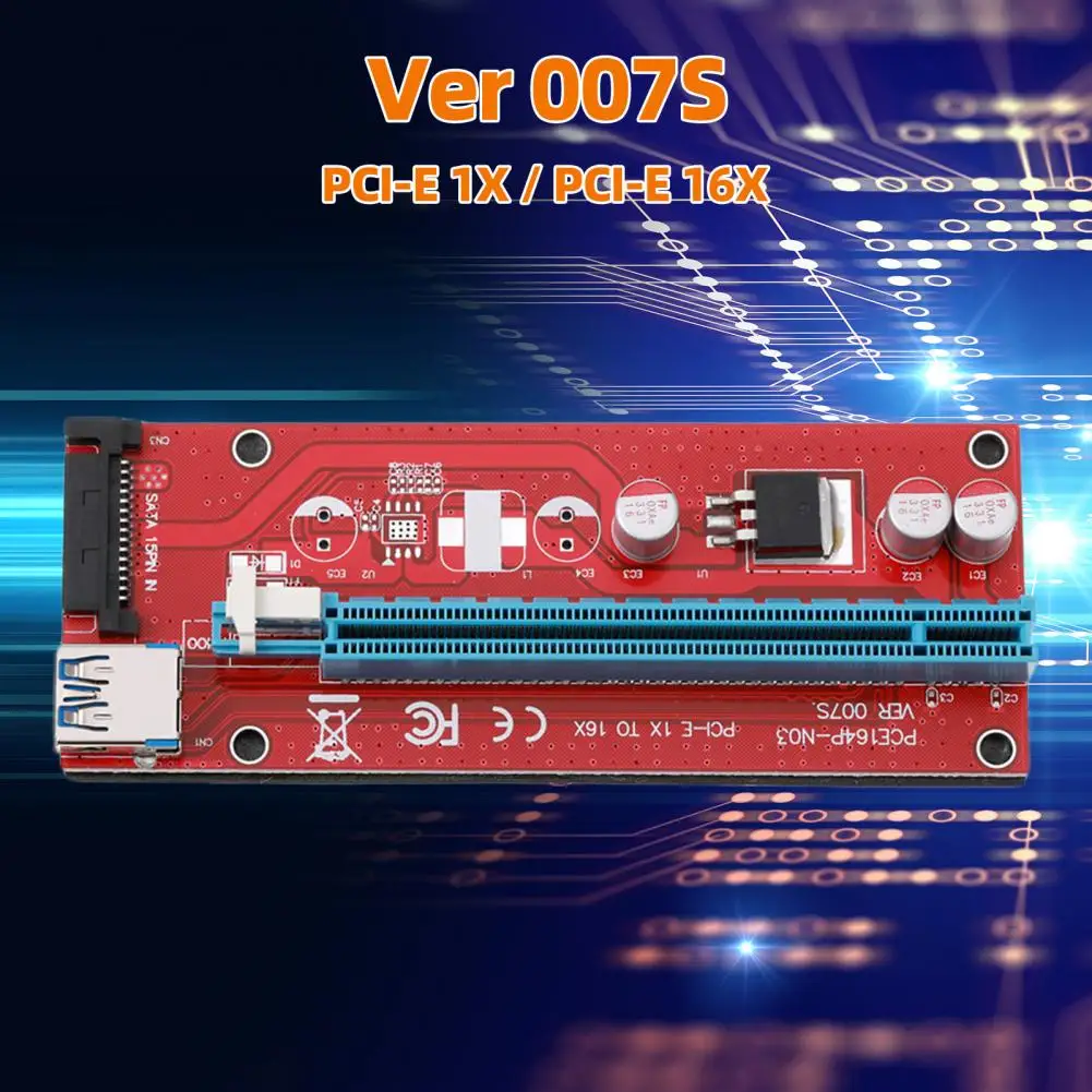 Райзер-карта Ver 007S PCI-E, быстрая скорость, защита от помех, стабильный источник питания, экранирование PCI-E, от 1X до 16X, стандартный переходник