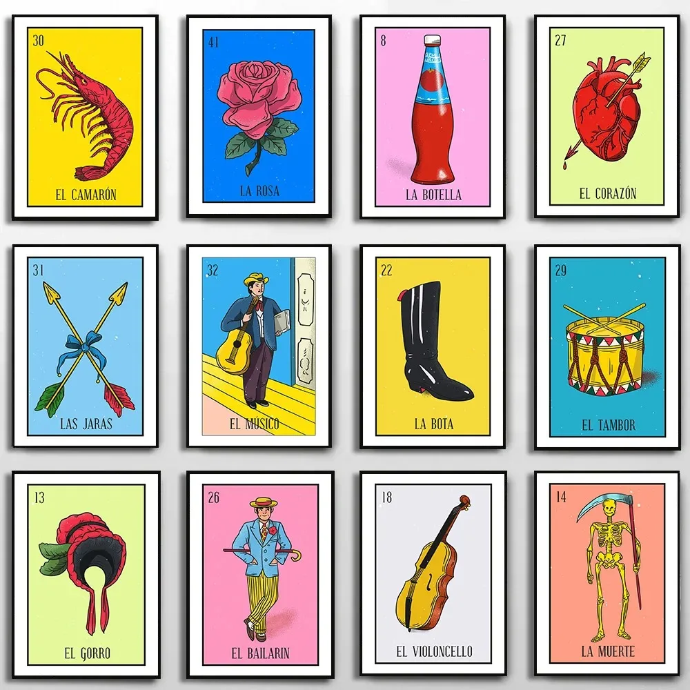 Классический мексиканский лотерейный охотник череп карта Таро настенное