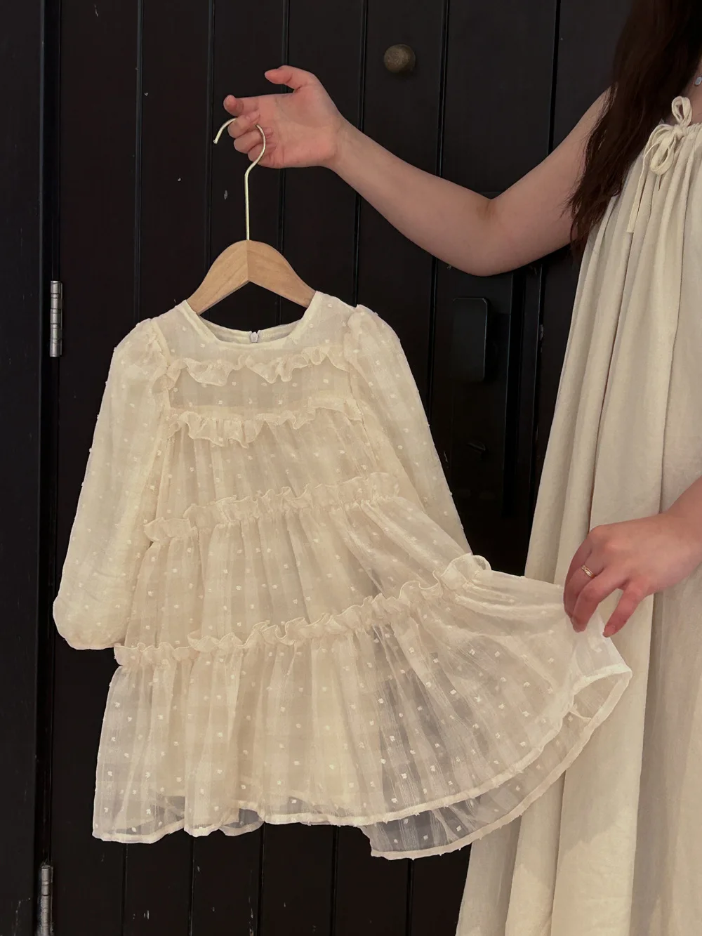 

RiniLucia Autumn Baby Girl Dress Llittle Girls Princess Dress for Kids Solid Long Sleeve Dot Tulle Dress Party Wedding Vestidos