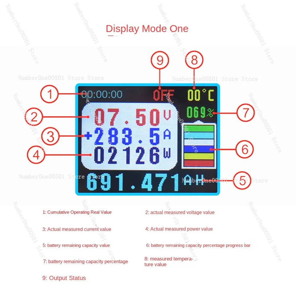 Цветной экран измеритель напряжения и мощности многофункциональный кулонометр