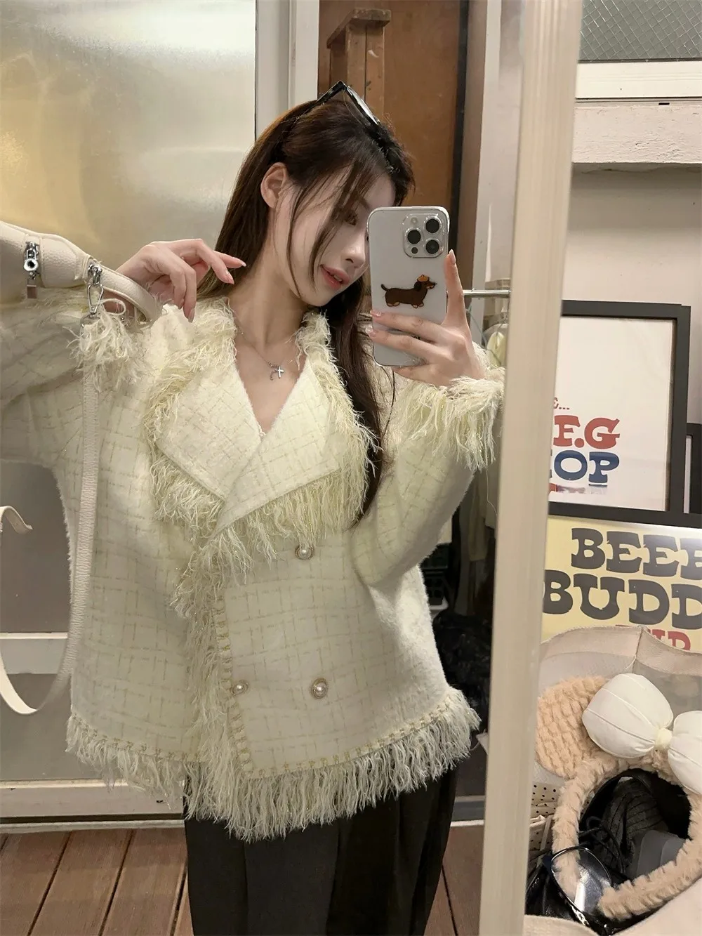 Pphome French sle Изящная тканая короткая верхняя одежда с кисточками Женская